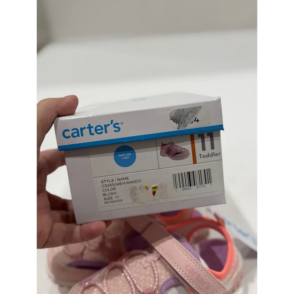 CARTERS Toddelr Girls Pink Sandals 11 Slip On Kwando Walking Shoes Summer New